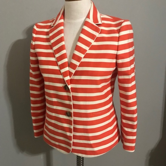 Ann Taylor Tops - Ann Taylor Orange & Ivory Striped Jacket Size 4